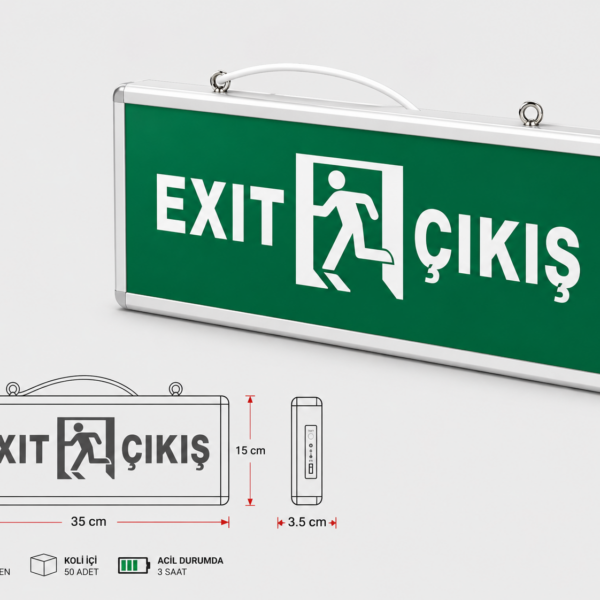 YCL YAC 110 3W/3LED Çıkış Exit Kapı Çift Yönlü