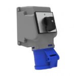 Bemis 32A CEE Norm Pako Şalterli 90° Eğik Duvar Prizi 2P+E 220V AC IP44
