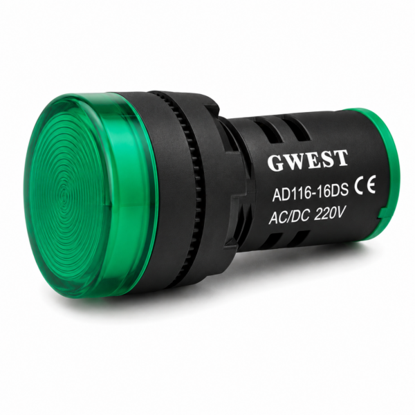 GWEST Ø 16mm Led’li Si̇nyaller Yeşil 220V. AC-DC