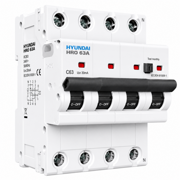 Hyundai Electric C Tipi 4 25A 300mA RCBO Kaçak Akım Korumalı Sigorta